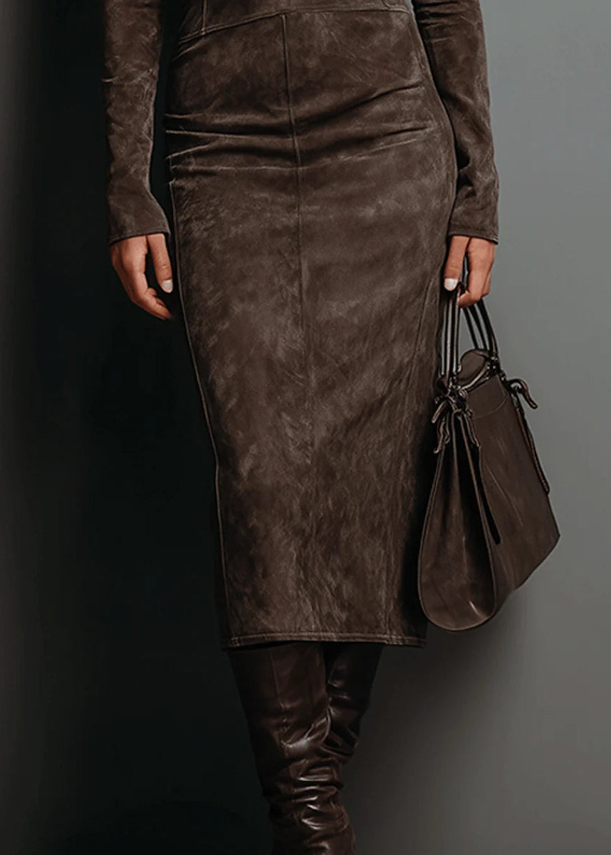 Sara ~ Zamszowa Sukienka Midi