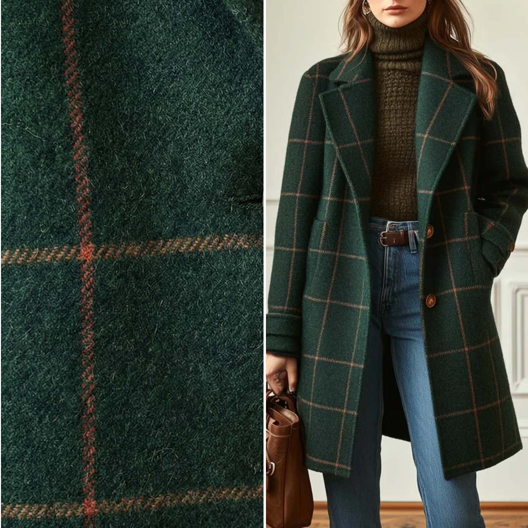 Płaszcz damski w kratę o klasycznym kroju