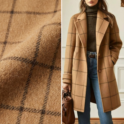 Płaszcz damski w kratę o klasycznym kroju