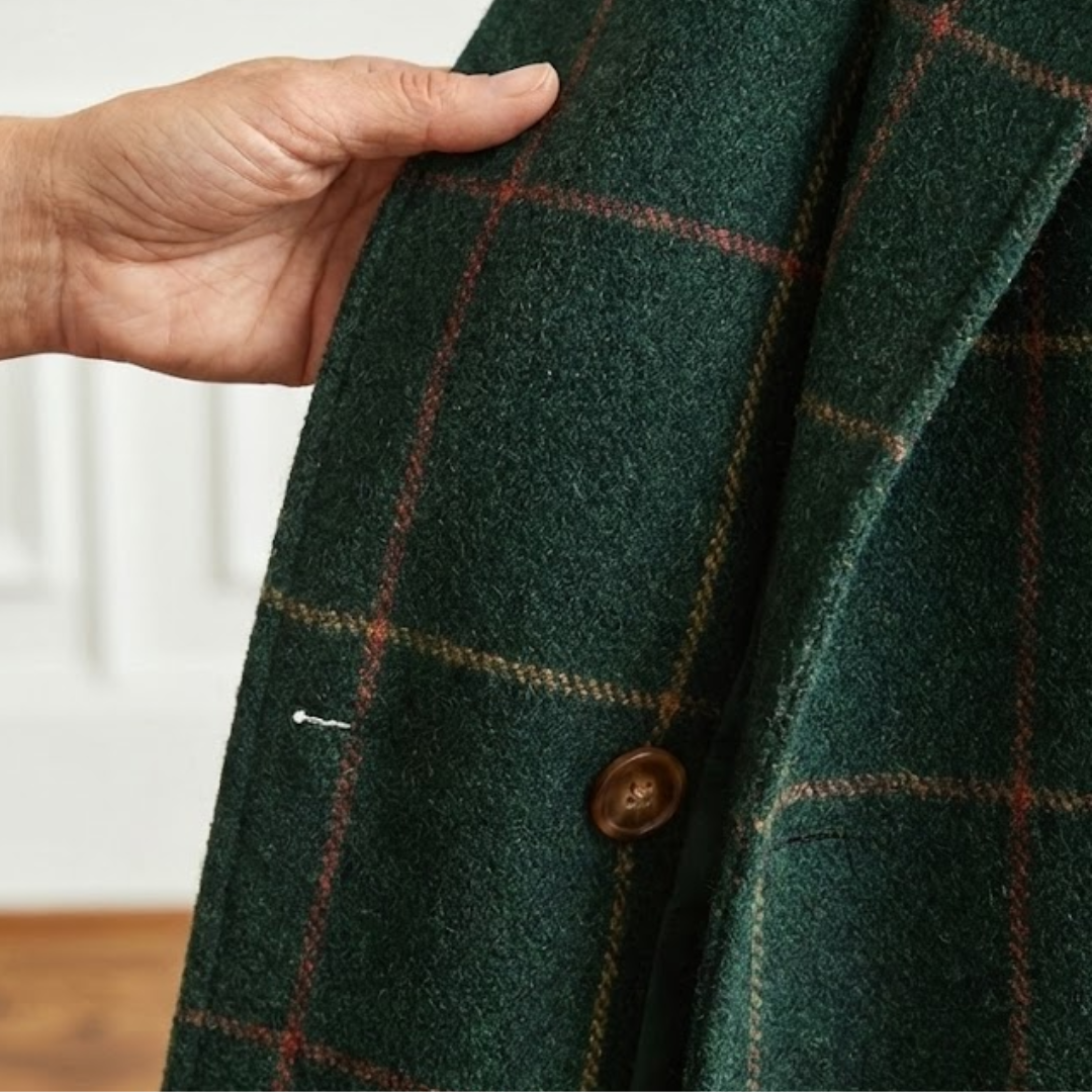 Płaszcz damski w kratę o klasycznym kroju