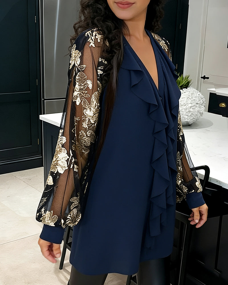 Bluzka Modieus Mesh Lotusblad Luźna