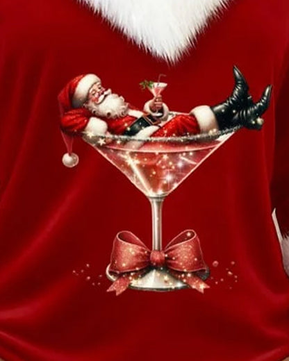 Bluzka damska | Bluzka z nadrukiem i futrzanym wykończeniem