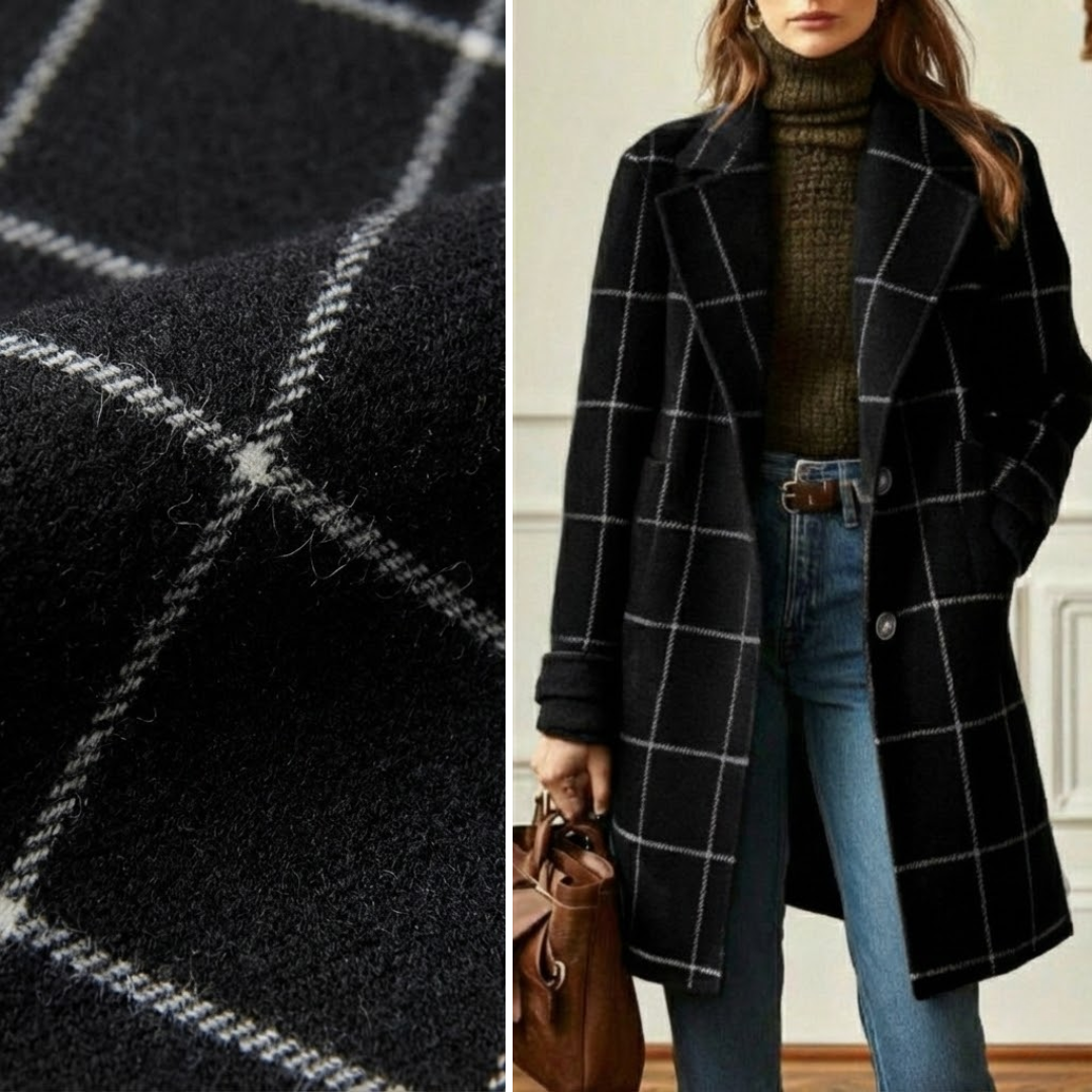 Płaszcz damski w kratę o klasycznym kroju