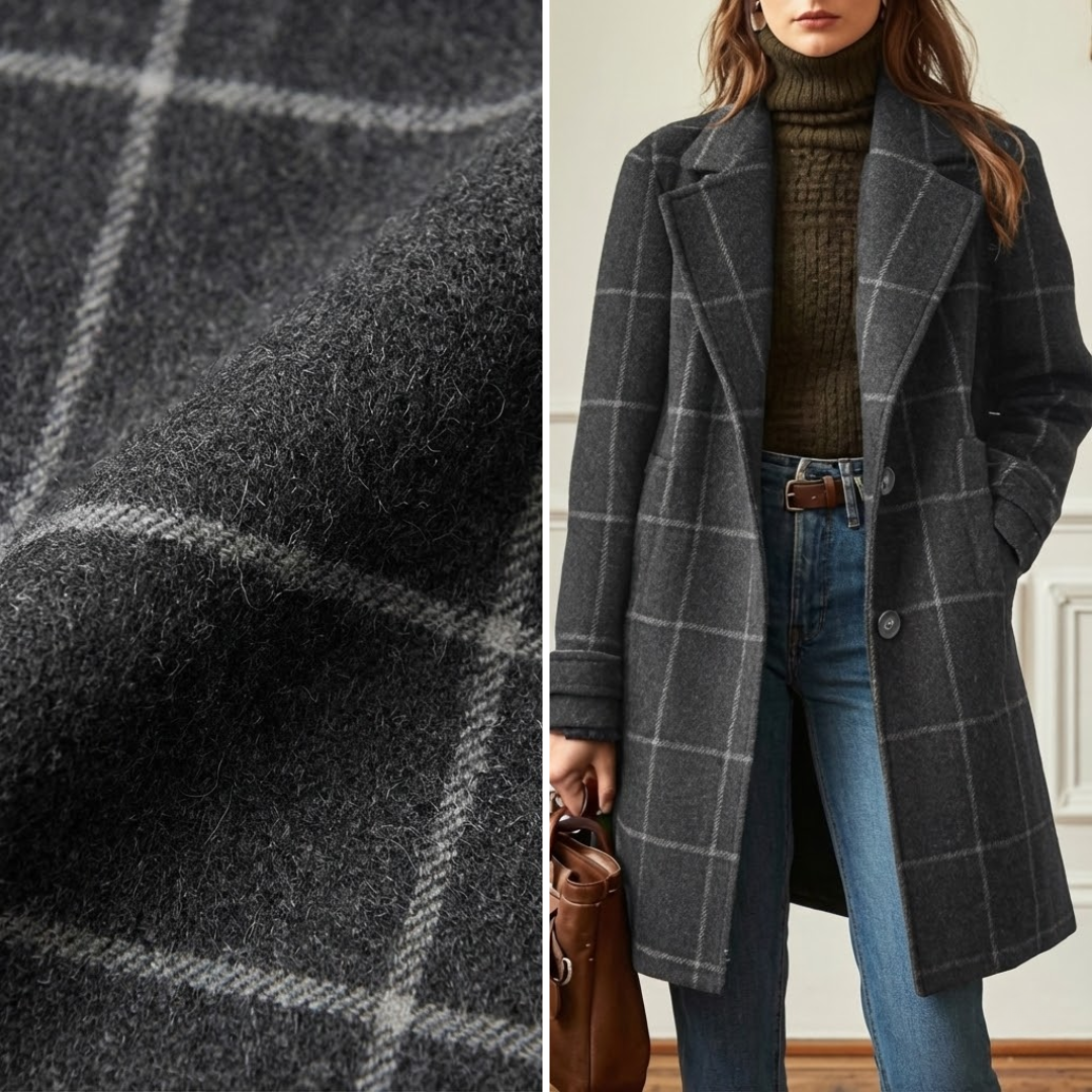 Płaszcz damski w kratę o klasycznym kroju
