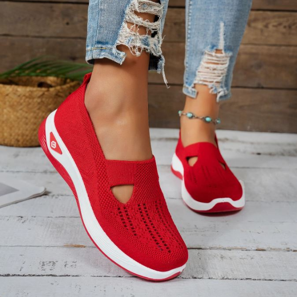 Buty damskie wsuwane sportowe | z siateczką i grubą podeszwą