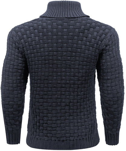 Sweter męski | Gruby sweter z kołnierzem i guzikami