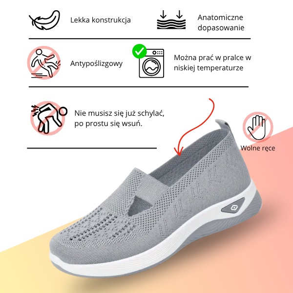 Buty damskie wsuwane sportowe | z siateczką i grubą podeszwą