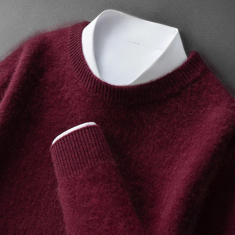 Klasyczny sweter męski z okrągłym dekoltem