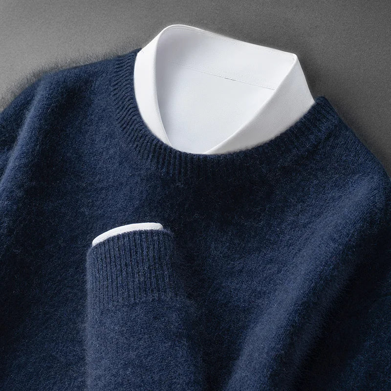 Klasyczny sweter męski z okrągłym dekoltem