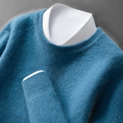 Klasyczny sweter męski z okrągłym dekoltem