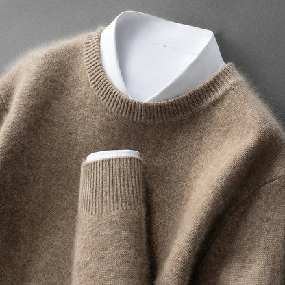 Klasyczny sweter męski z okrągłym dekoltem