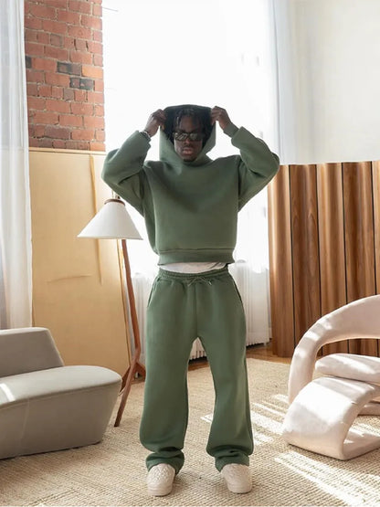 Unisex Kompletny Strój Sportowy z Oversized Kapturem i Spodniami dresowymi