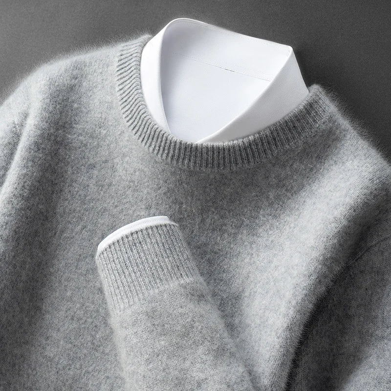 Klasyczny sweter męski z okrągłym dekoltem