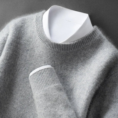 Klasyczny sweter męski z okrągłym dekoltem