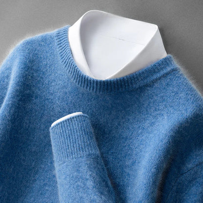 Klasyczny sweter męski z okrągłym dekoltem