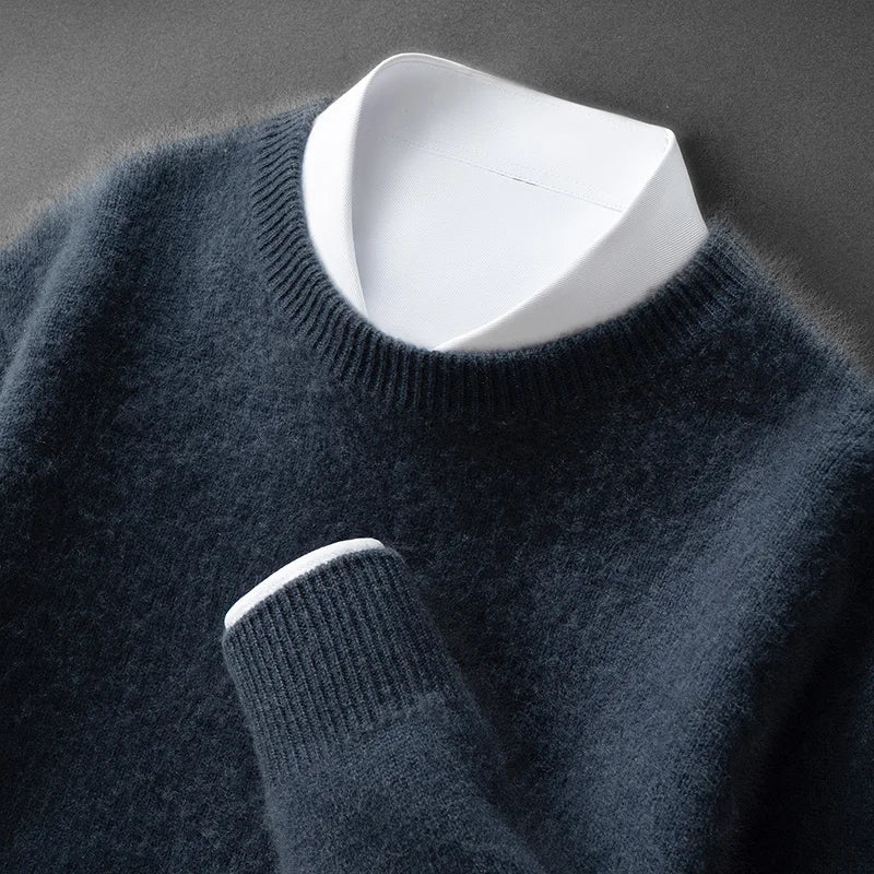 Klasyczny sweter męski z okrągłym dekoltem