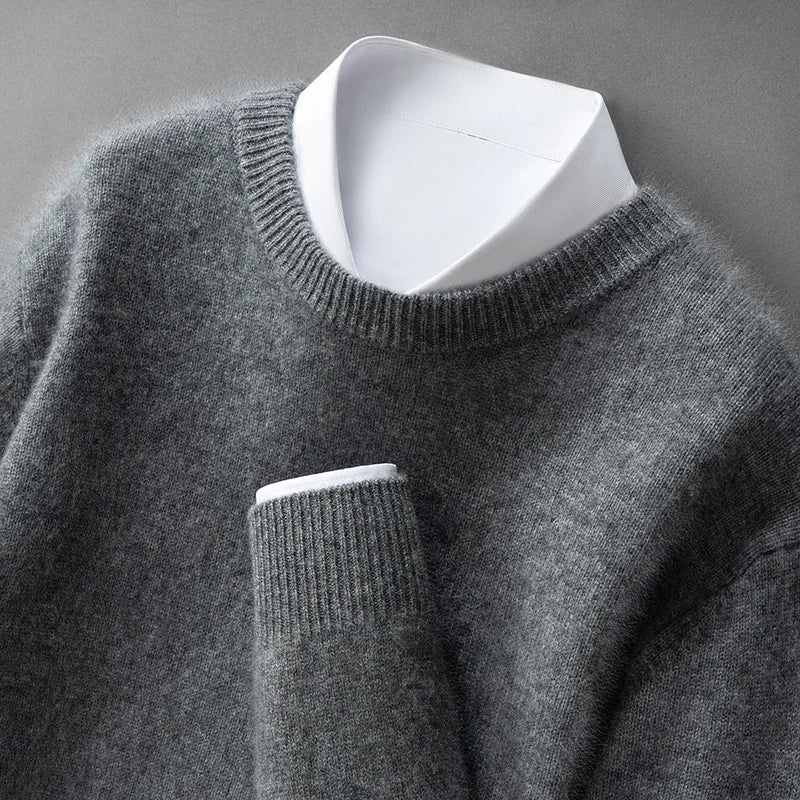 Klasyczny sweter męski z okrągłym dekoltem
