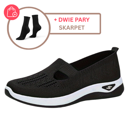 Buty damskie wsuwane sportowe | z siateczką i grubą podeszwą