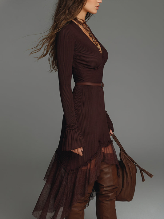 Breina | Elegancka sukienka midi z plisowanej siateczki