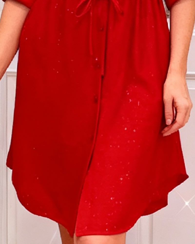 Sukienka koszulowa z kołnierzykiem i wiązaniem w talii