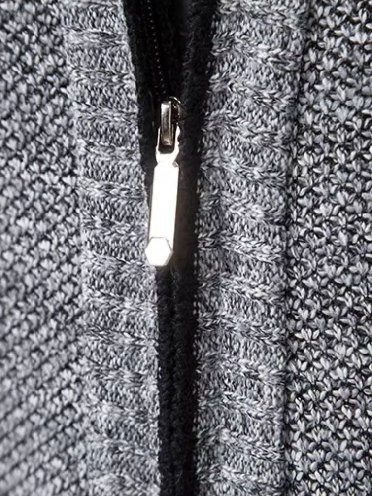 Swetry męskie | Kamizelka swetrowa na zamek z kołnierzem