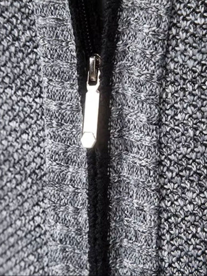 Swetry męskie | Kamizelka swetrowa na zamek z kołnierzem