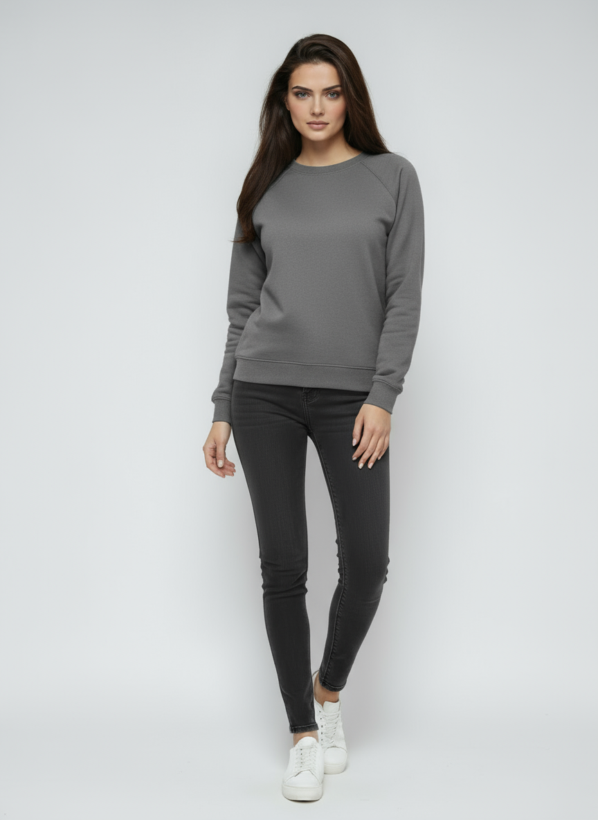 Bluza damska | Klasyczny sweter z okrągłym dekoltem i długim rękawem