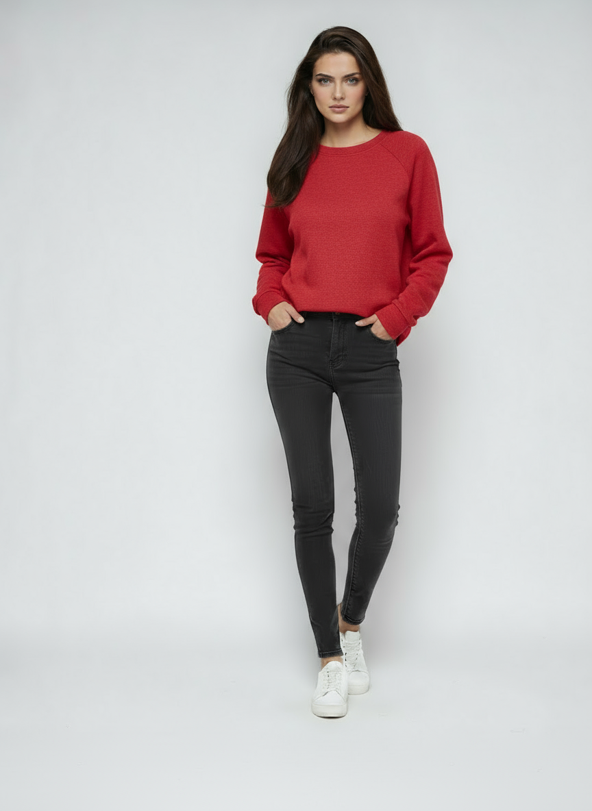 Bluza damska | Klasyczny sweter z okrągłym dekoltem i długim rękawem