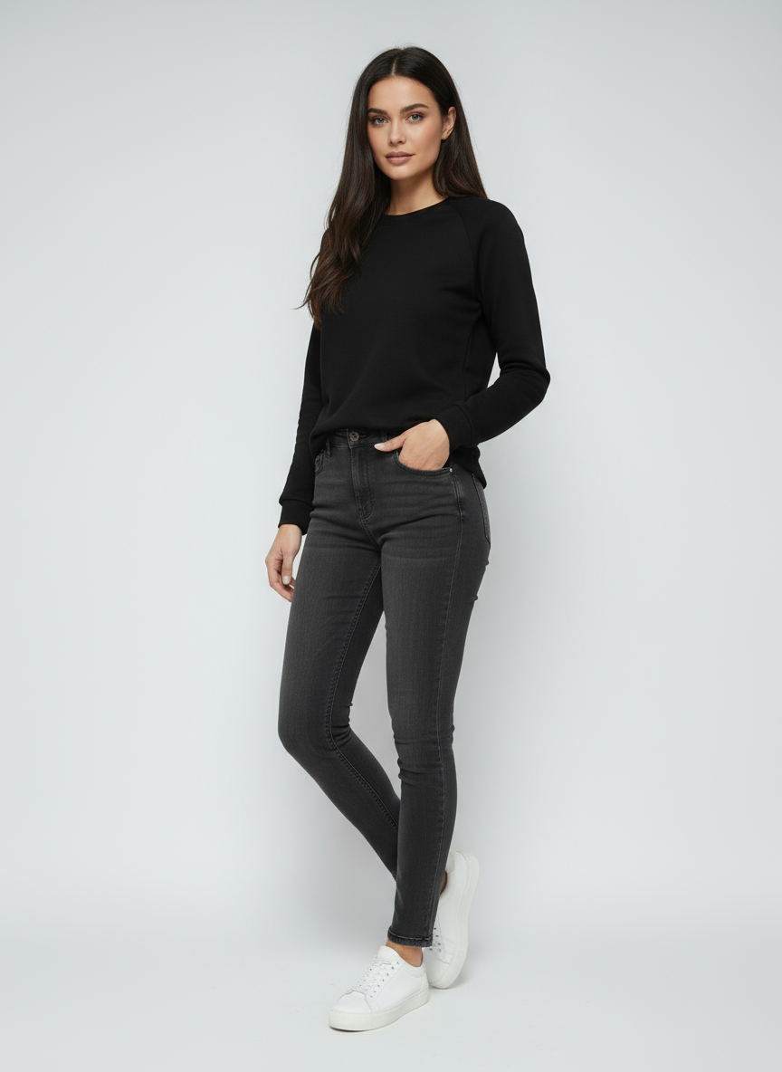 Bluza damska | Klasyczny sweter z okrągłym dekoltem i długim rękawem