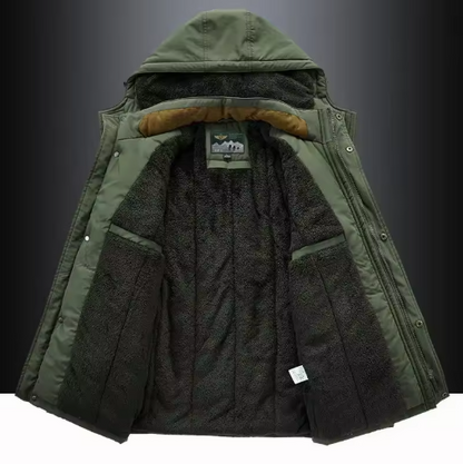 Kurtka męska | Ocieplana kurtka z kapturem i licznymi kieszeniami